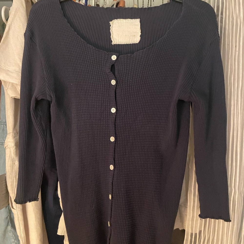 Navy Button-Up Cardigan